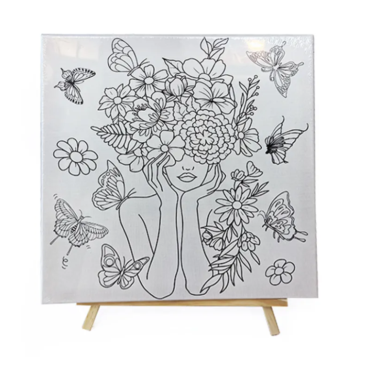 16*20 Inch DIY Preprint Stretched Canvas 100% Cotton with acrylic paints