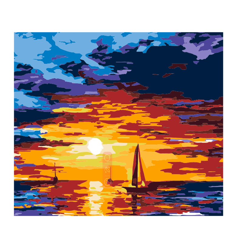 Painting by Numbers Landscape Paint by Numbers Modern DIY Hand Painted